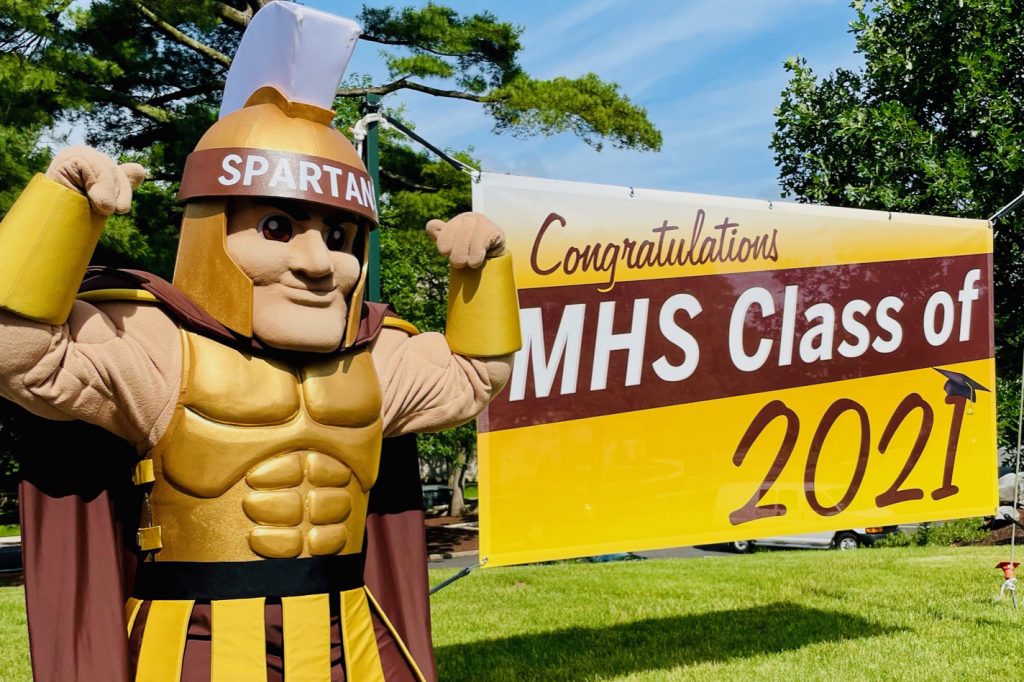 Milton Hershey School mascot Party attends the 2021 Senior Celebration Car Processional.